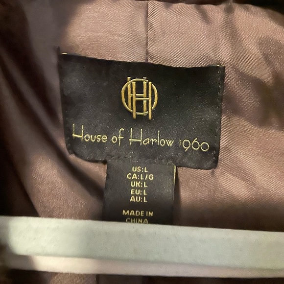 HOUSE OF HARLOW 1960 Faux Fur Chocolate Brown Long Coat Jacket size large - Picture 5 of 13